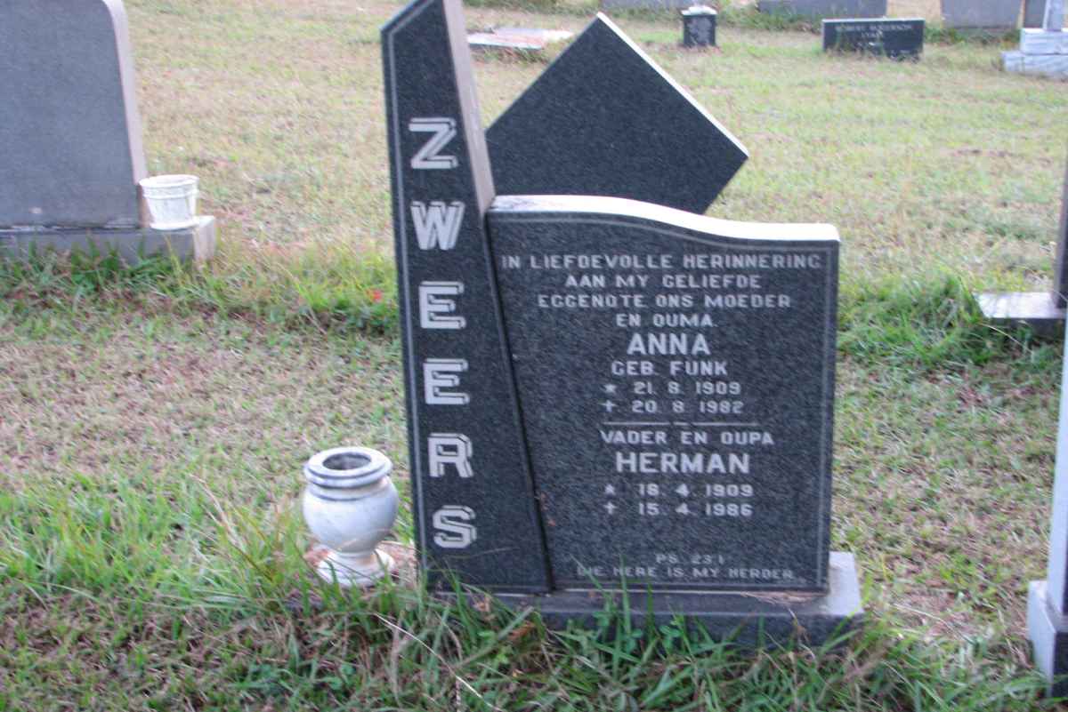 ZWEERS Herman 1909-1986 &amp; Anna FUNK 1909-1982