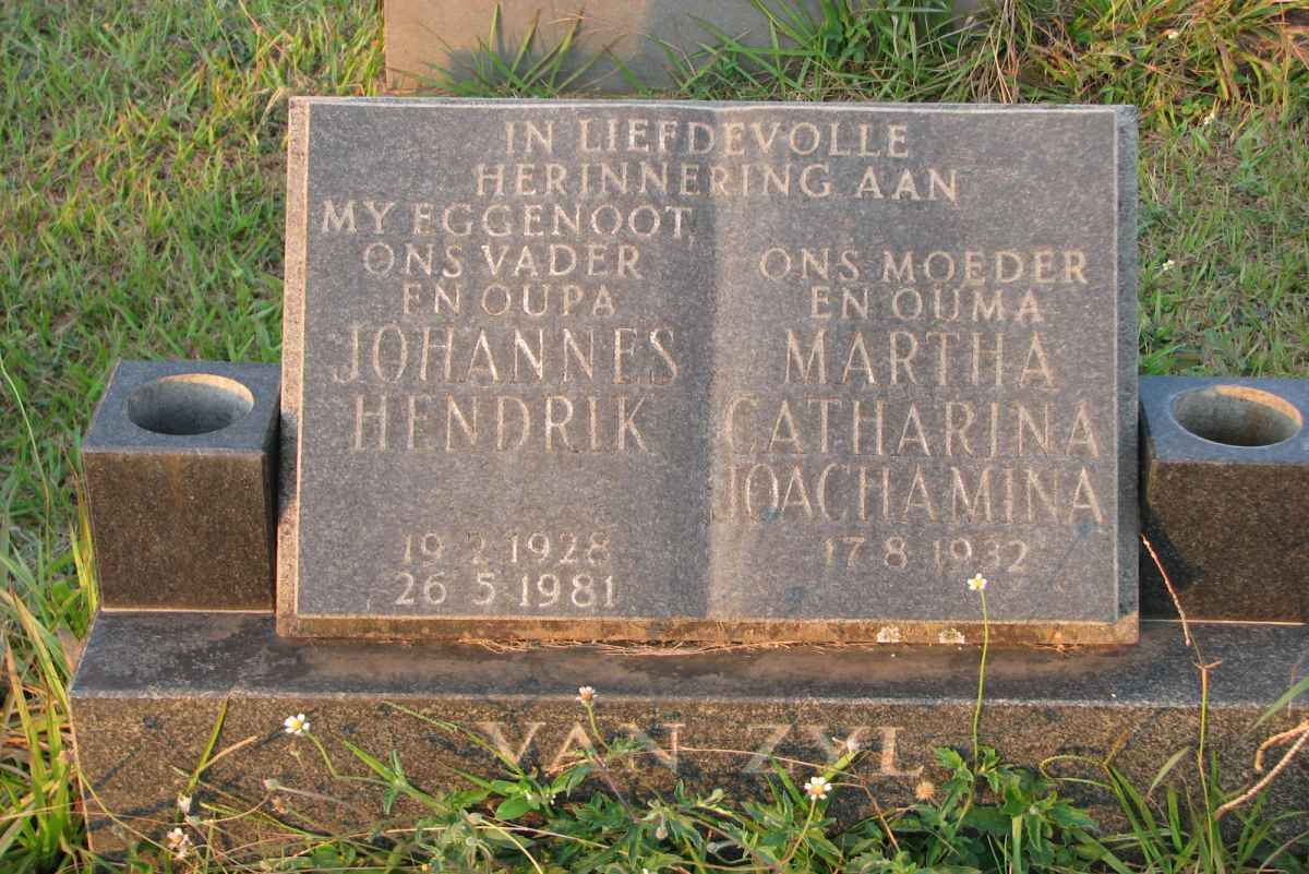 ZYL Johannes Hendrik, van 1928-1981 &amp; Martha Catharina Joachamina 1932-