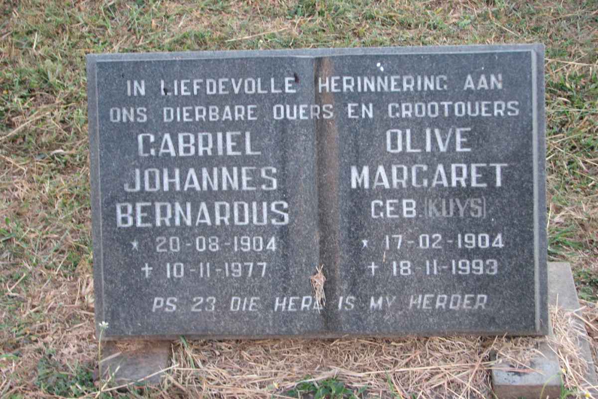? Gabriel Johannes Bernardus 1904-1977 &amp; Olive Margaret KUYS 1904-1993