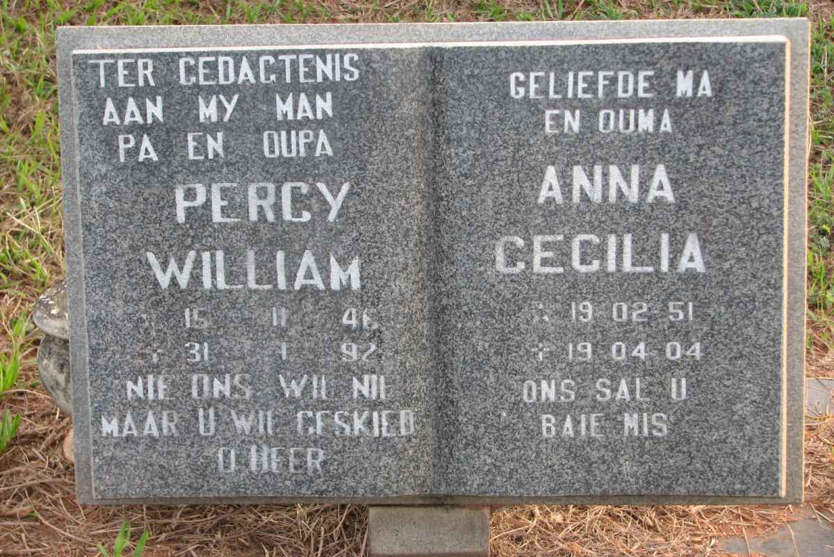 ? Percy William 1946-1992 &amp; Anna Cecilia 1951-2004