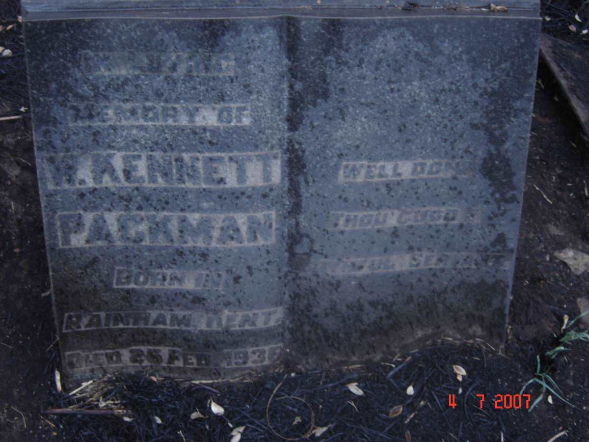 PACKMAN W. Kennett -1936
