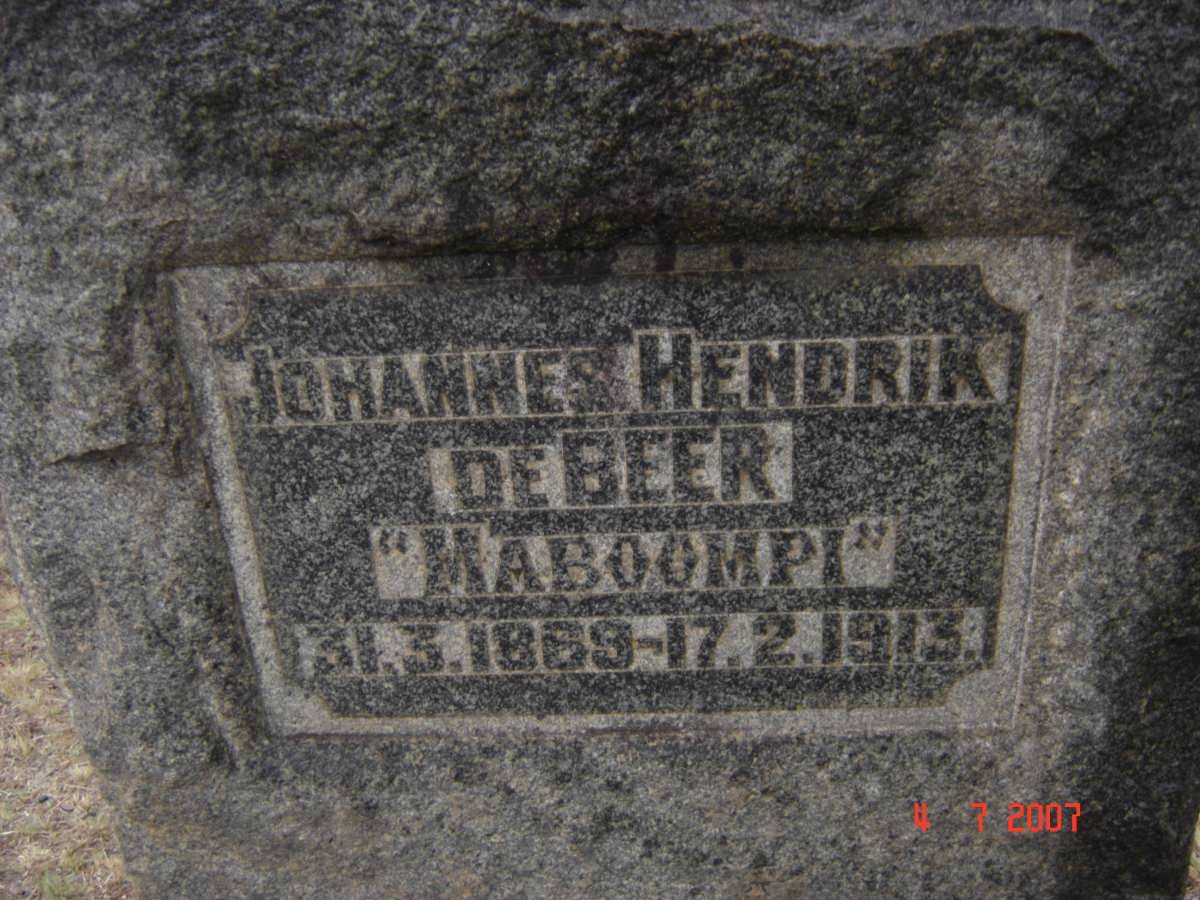 BEER Johannes Hendrik, de 1869-1913