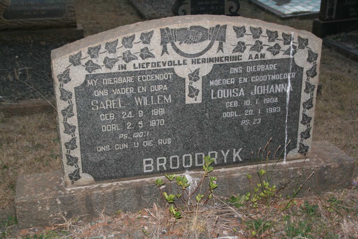 BROODRYK Sarel Willem 1891-1970 &amp; Louisa Johanna 1904-1993
