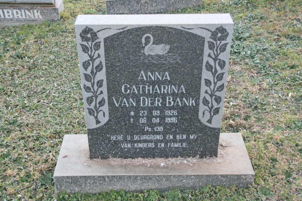 BANK Anna Catharina, van der 1926-1996