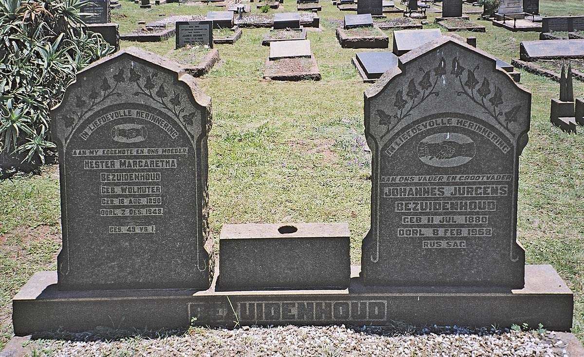 BEZUIDENHOUD Johannes Jurgens 1880-1968 &amp; Hester Margaretha WOLHUTER 1890-1948