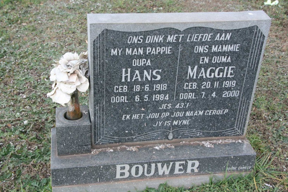 BOUWER Hans 1918-1984 &amp; Maggie 1919-2000