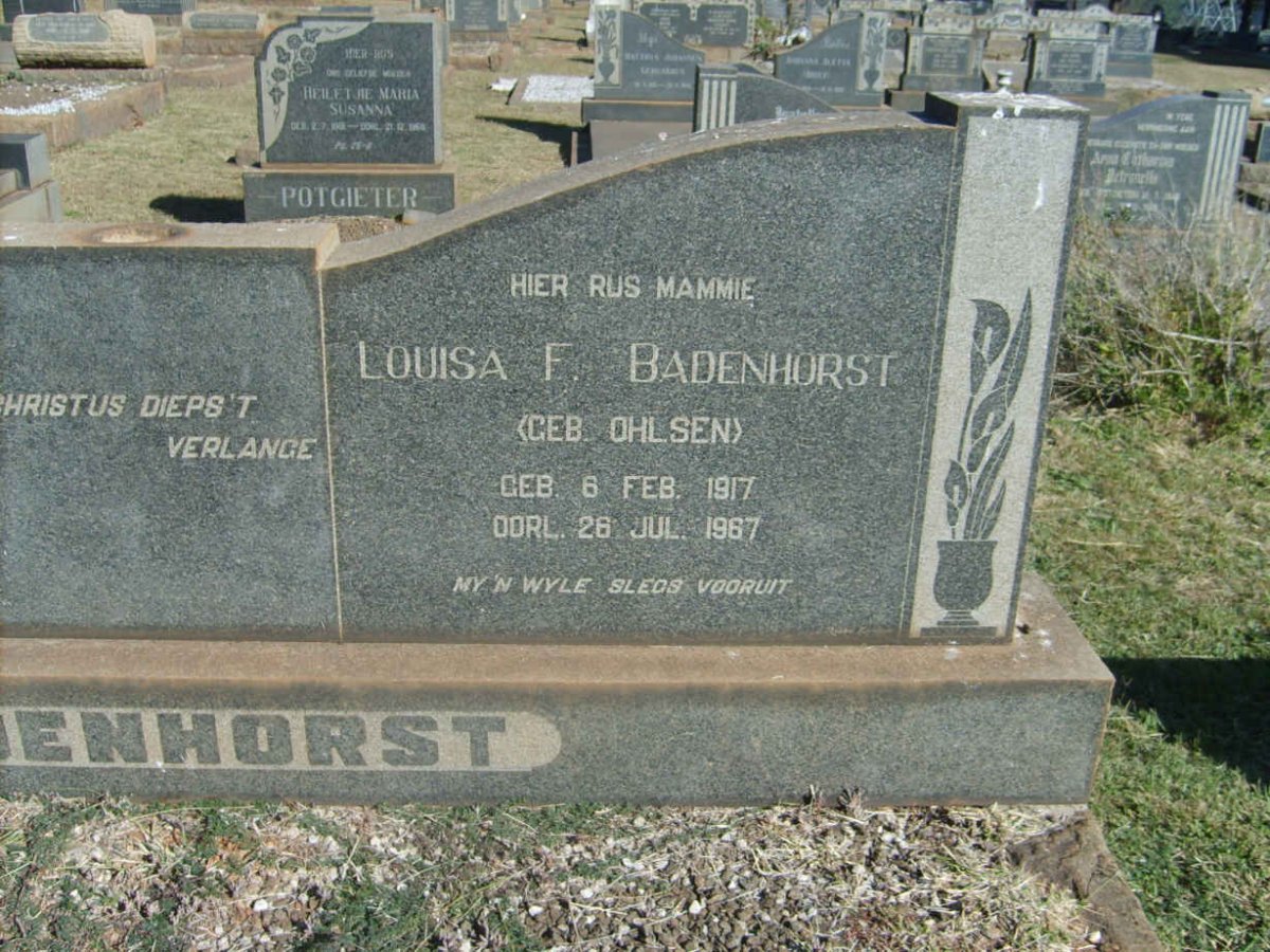BADENHORST Louisa F. nee OHLSEN 1917-1967