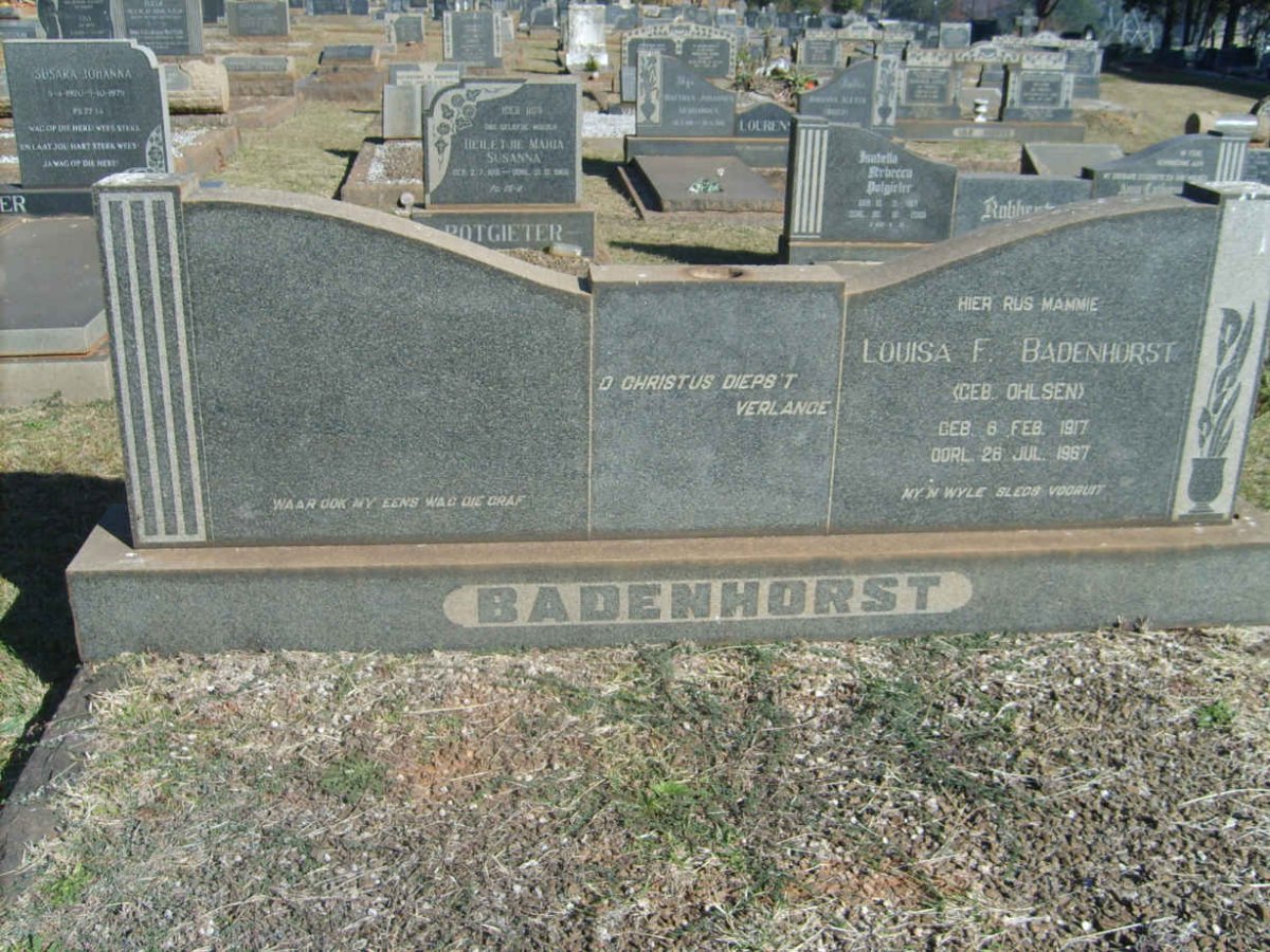 BADENHORST Louisa F. nee OHLSEN 1917-1967