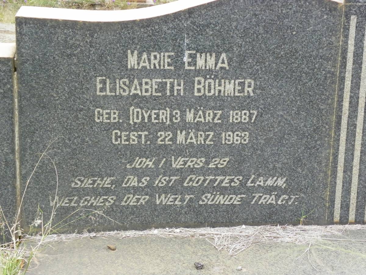 BÖHMER Marie Emma Elisabeth nee DYER 1887-1963