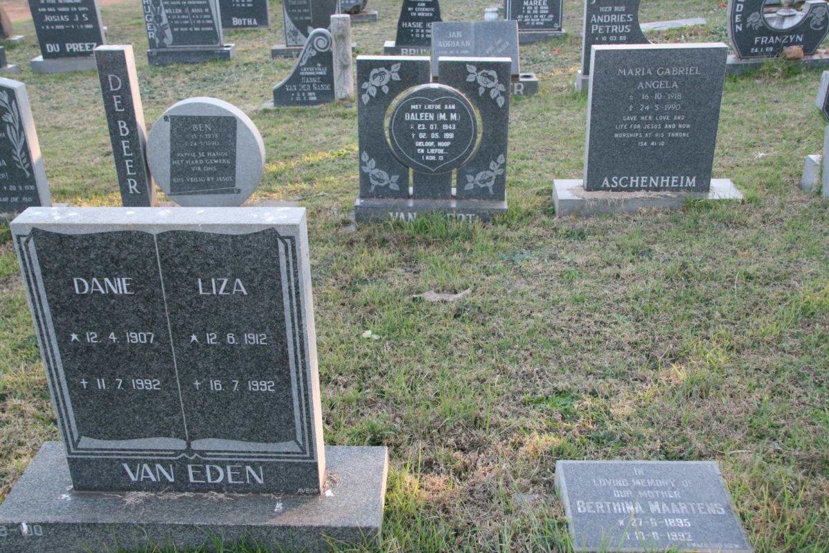 EDEN Danie, van 1907-1992 &amp; Liza 1912-1992
