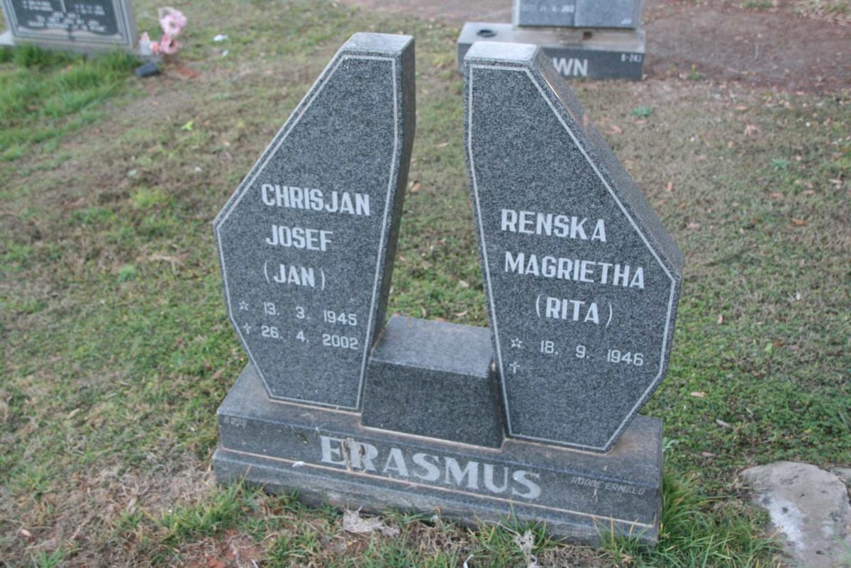 ERASMUS Chrisjan Josef 1945-2002 &amp; Renska Magrietha 1946-