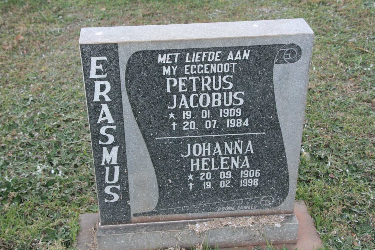 ERASMUS Petrus Jacobus 1909-1984 &amp; Johanna Helena 1906-1998