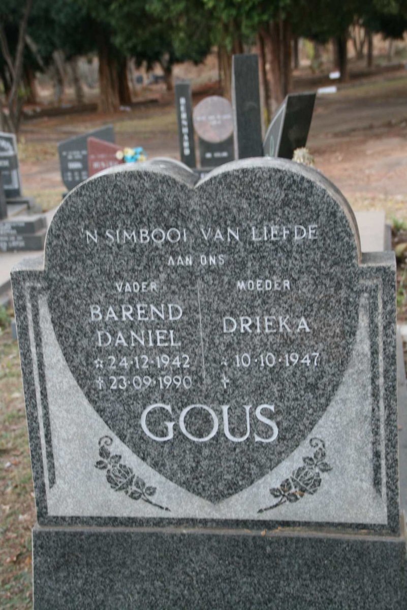 GOUS Barend Daniel 1942-1990 &amp; Drieka 1947-