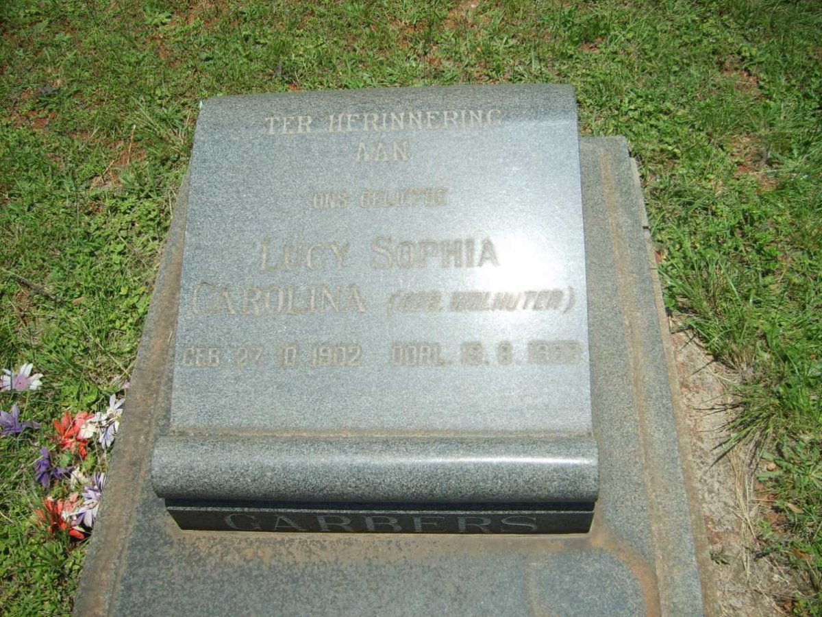 GARBERS Lucy Sophia Carolina nee WOLHUTER 1902-?