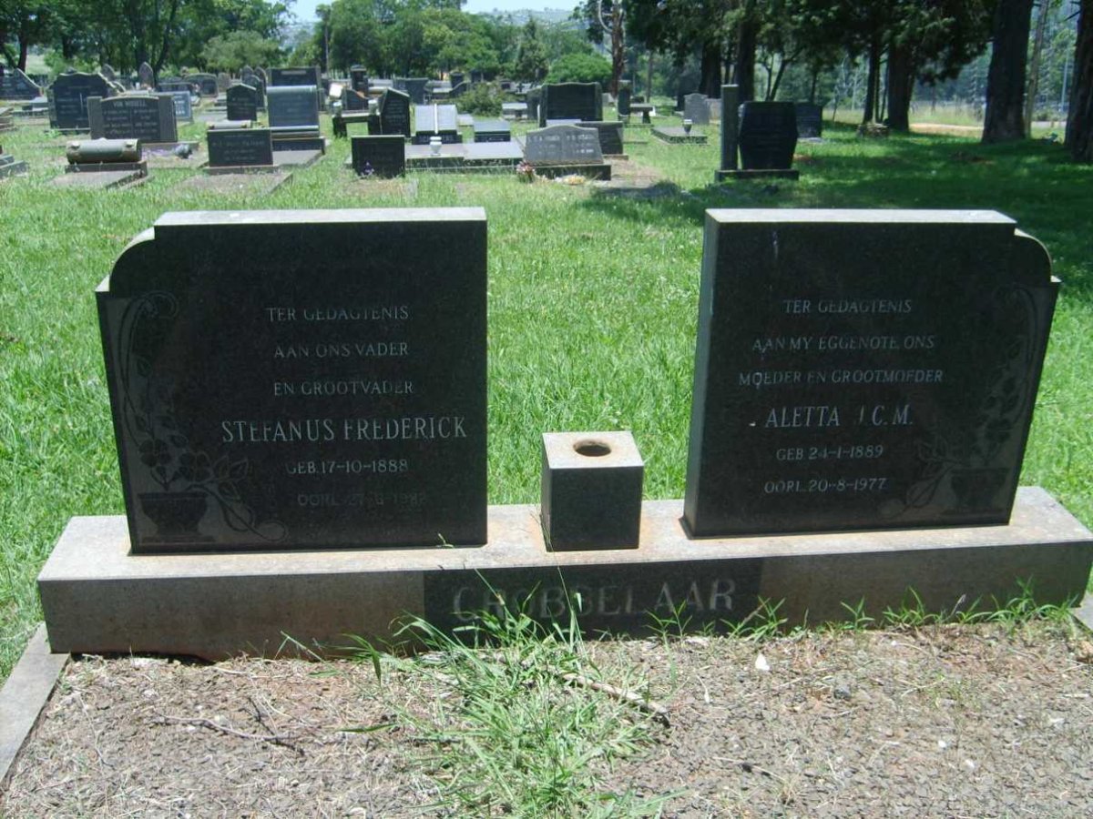 GROBBELAAR Stefanus Frederick  1888-1982 &amp; Aletta J.C.M. 1889-1977