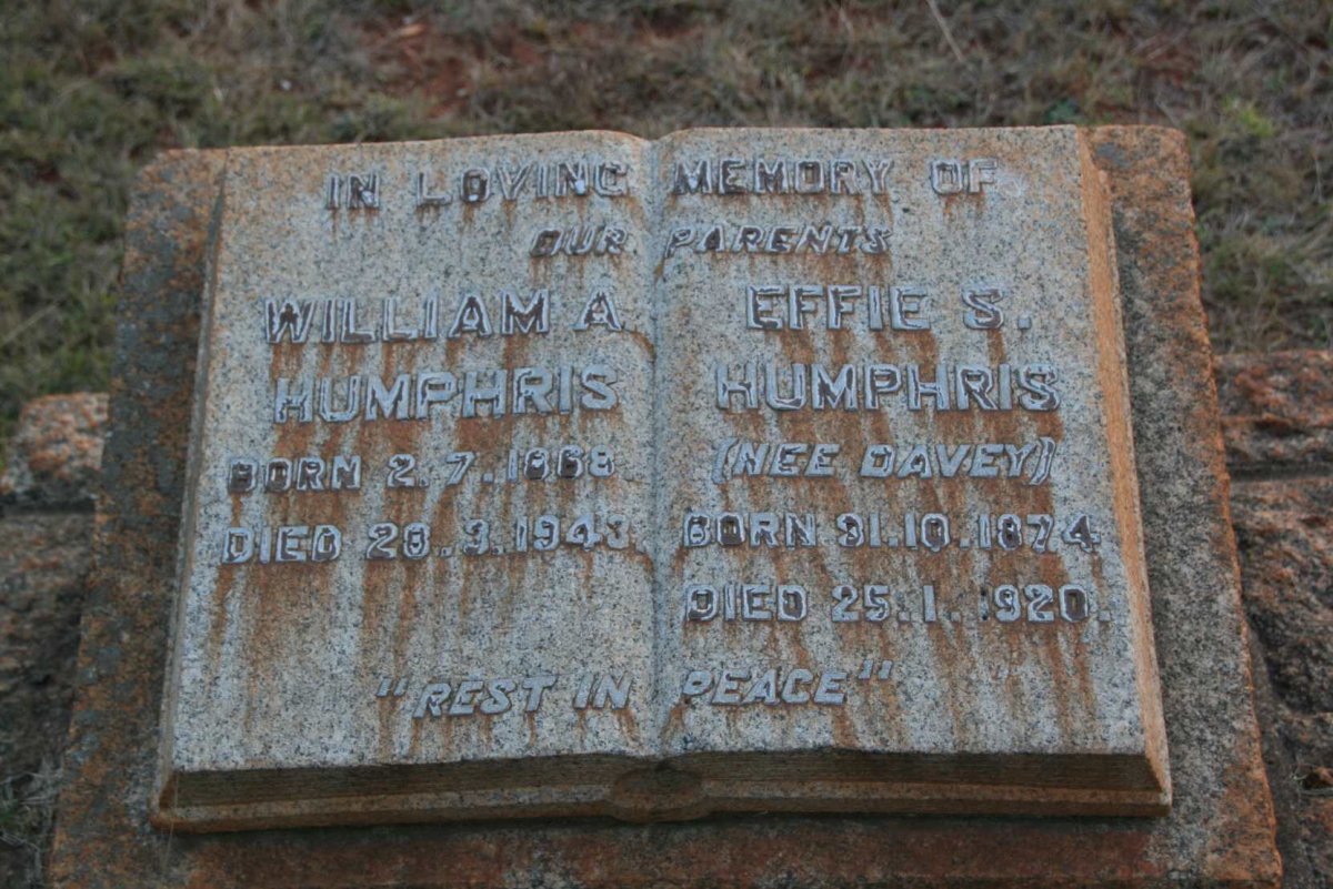 HUMPHRIS William A. 1868-1943 &amp; Effie S. DAVEY 1874-1920