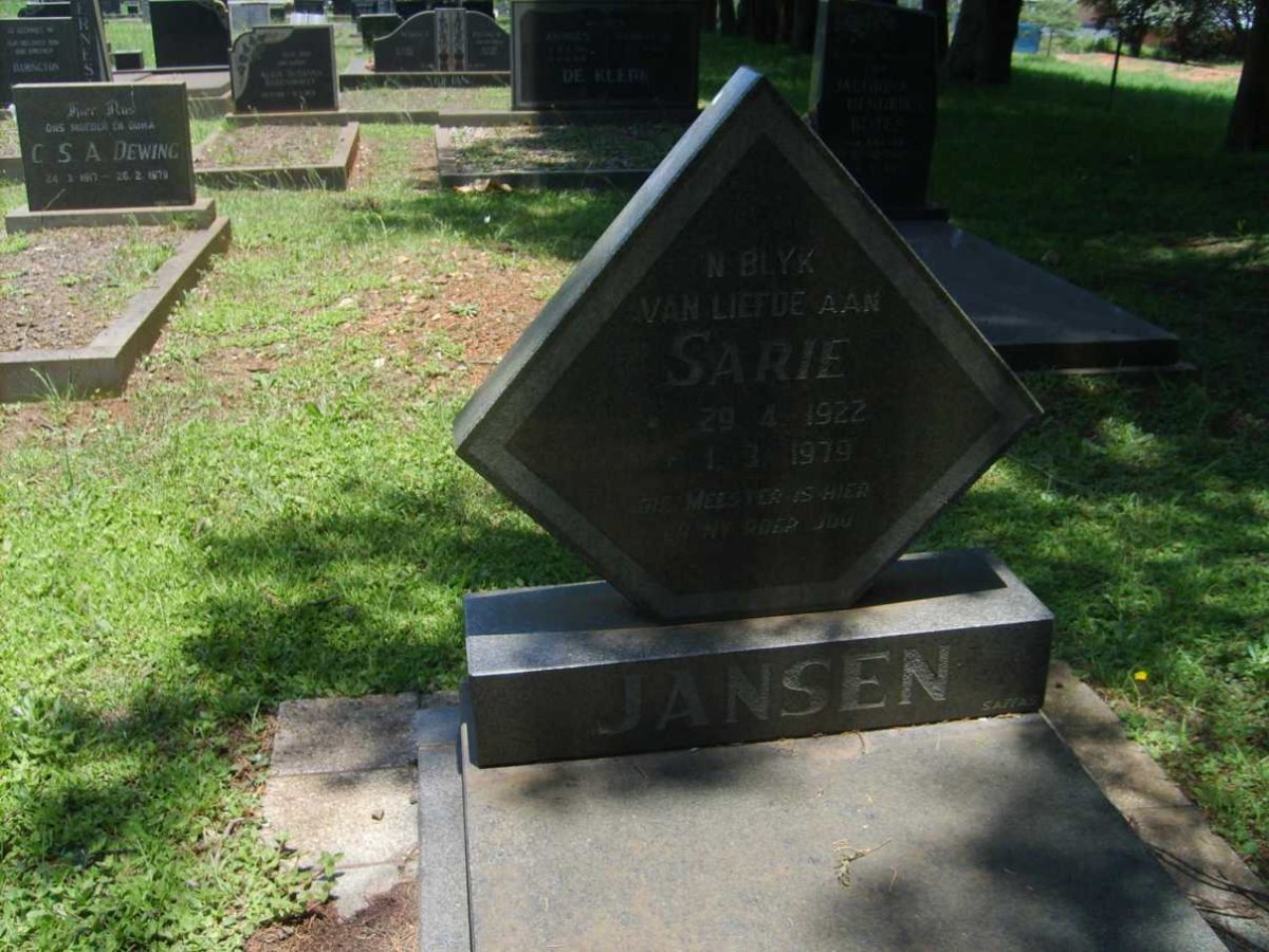 JANSEN Sarie 1922-1979