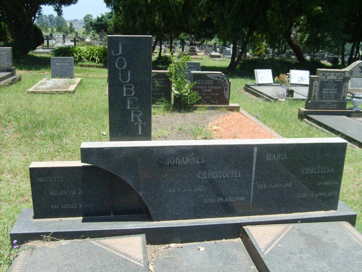 JOUBERT Johannes Christoffel 1910-1998 &amp; Maria Christina 1912-1975