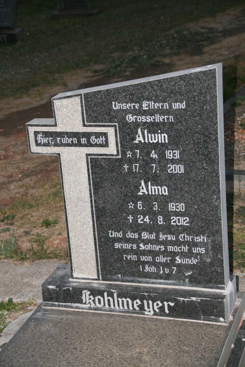 KOHLMEYER Alwin 1931-2001 &amp; Alma 1930-2012