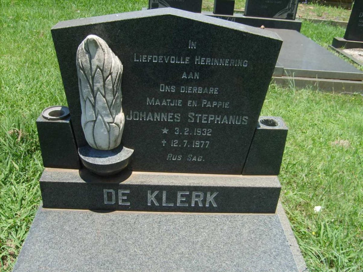 KLERK Johannes Stephanus, de 1932-1977