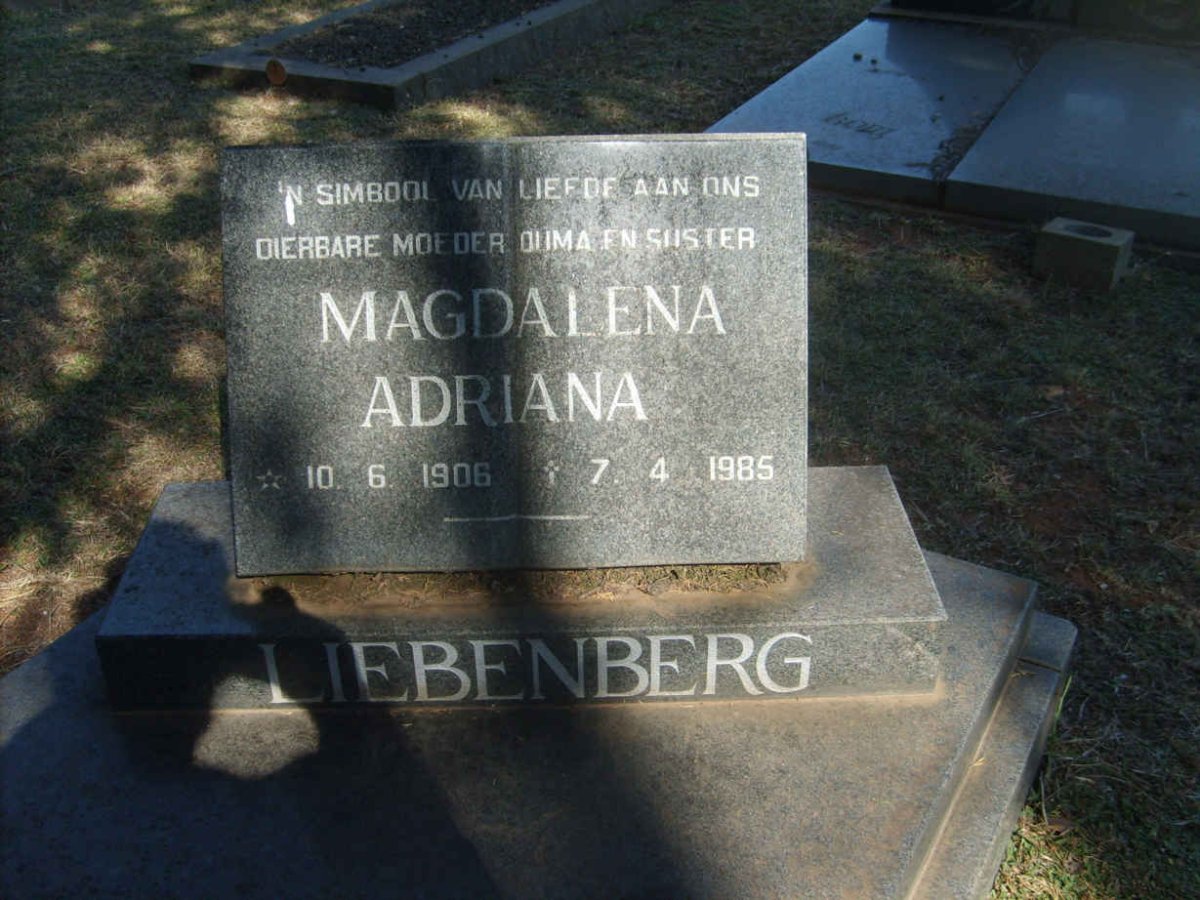 LIEBENBERG Magdalena Adriana 1906-1985