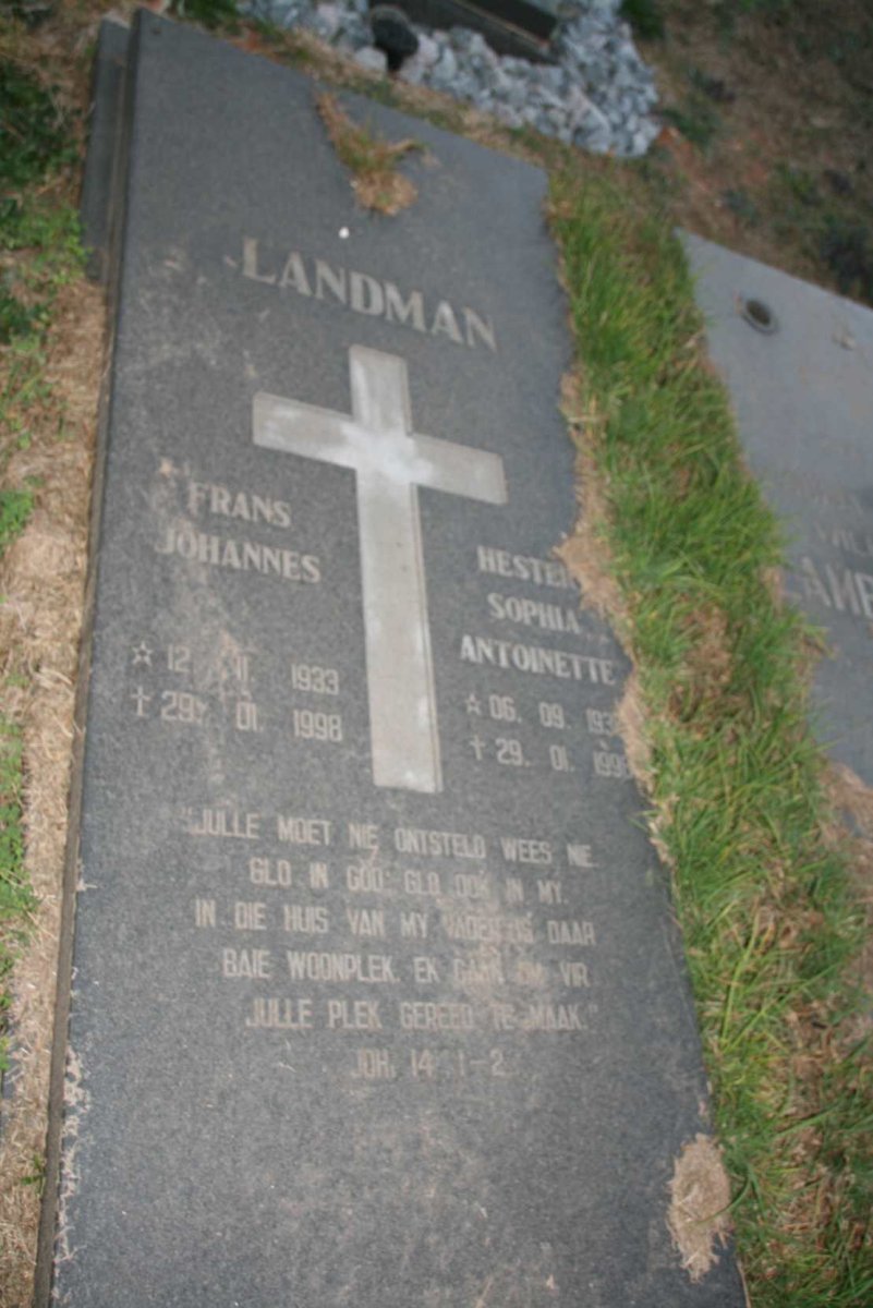 LANDMAN Frans Johannes 1933-1998 &amp; Hester Sophia Antoinette 193?-1996