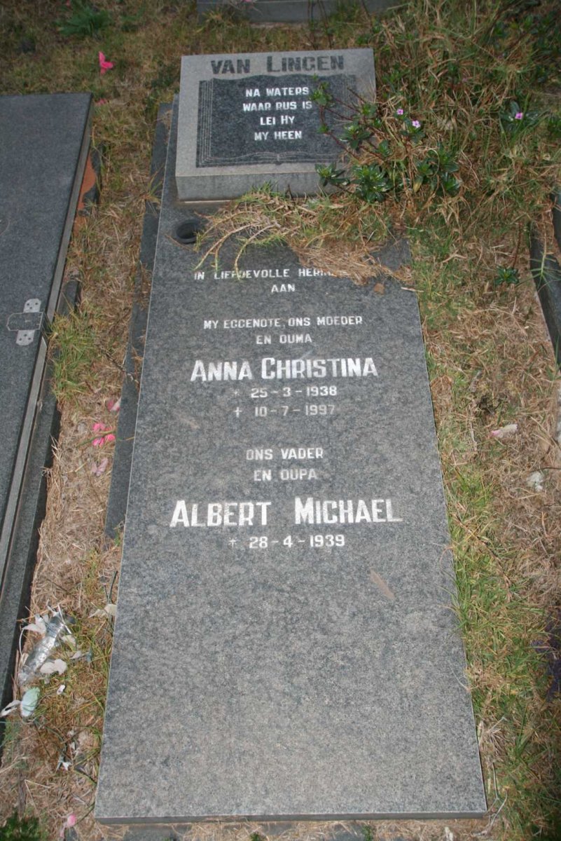 LINGEN Albert Michael, van 1939- &amp; Anna Christina 1938-1997