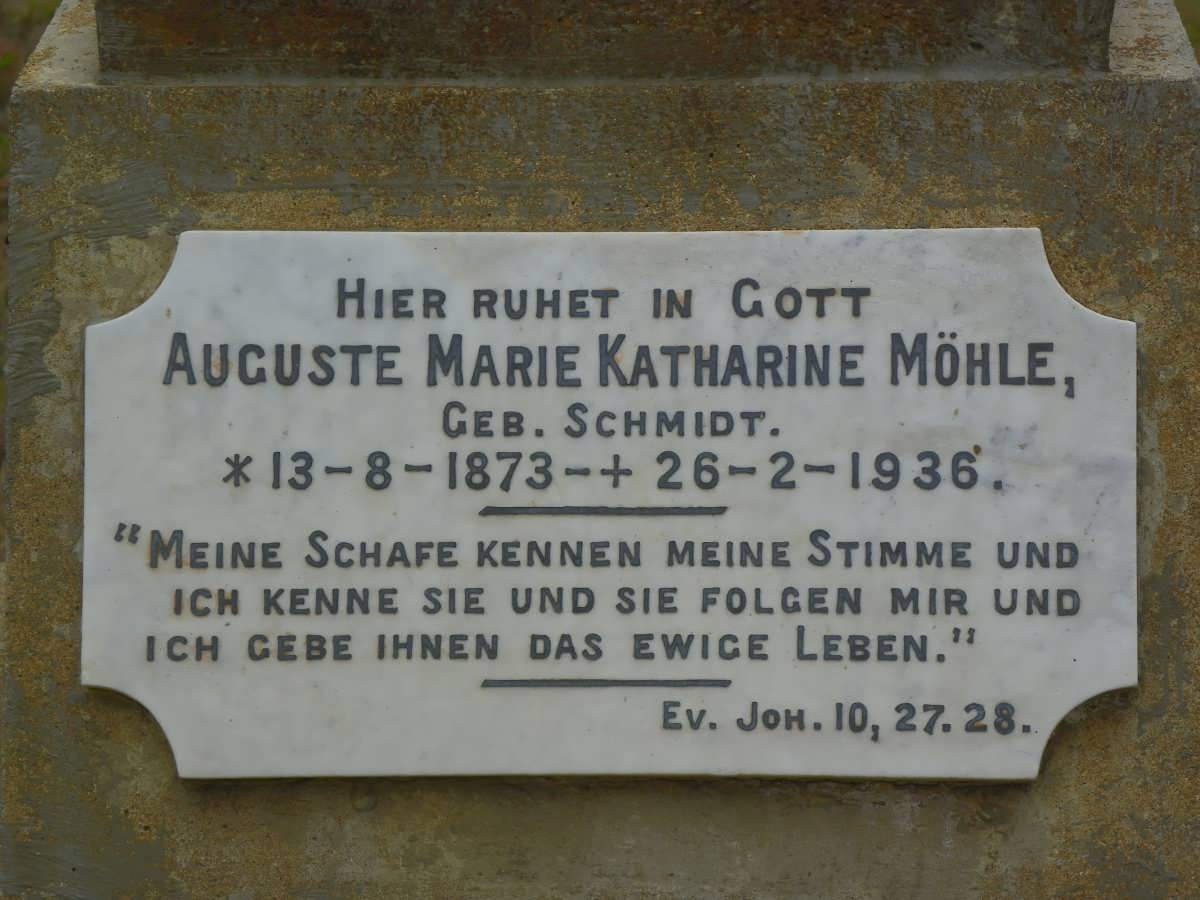MÖHLE Auguste Marie Katharine nee SCHMIDT 1873-1936