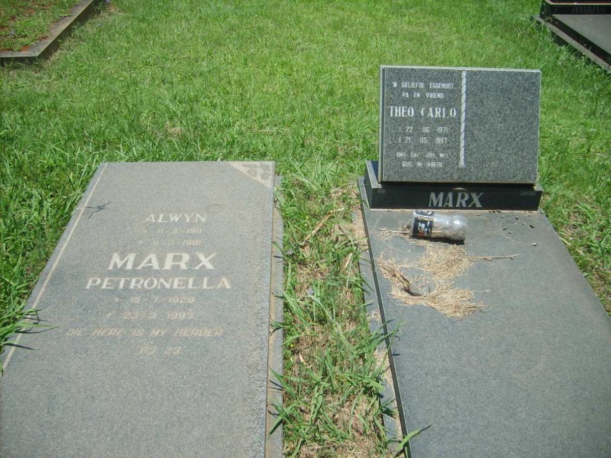 MARX Alwyn 1911-1991 &amp; Petronella 1929-1993 :: MARX Theo Carlo 1971-1997