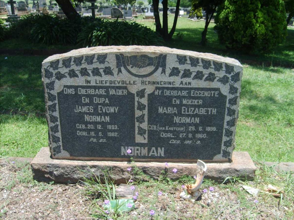 NORMAN James Evomy 1893-1962 &amp; Maria Elizabeth KASTEROP 1899-1960
