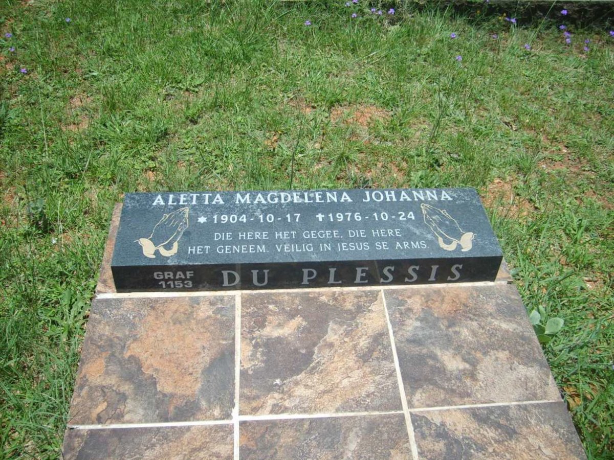 PLESSIS Aletta Magdelena Johanna, du 1904-1976
