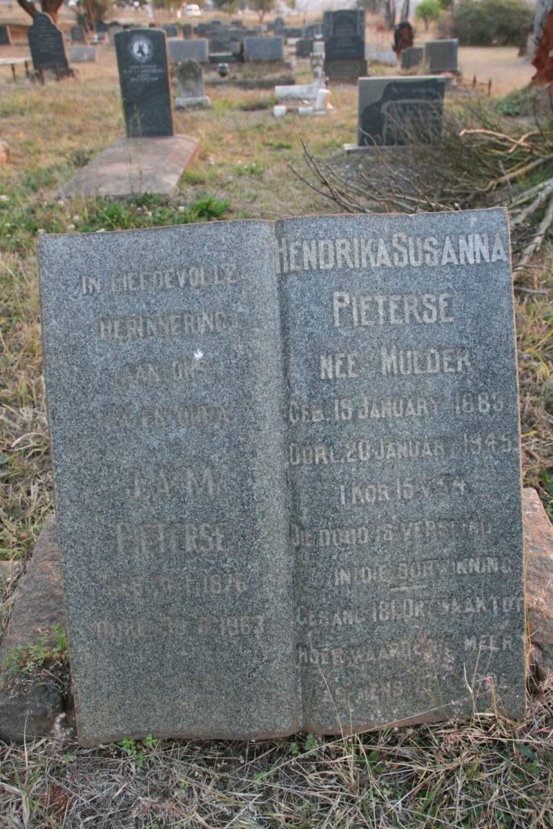 PIETERSE J.A.M. 1876-1963 &amp; Hendrika Susanna MULDER 1885-1945