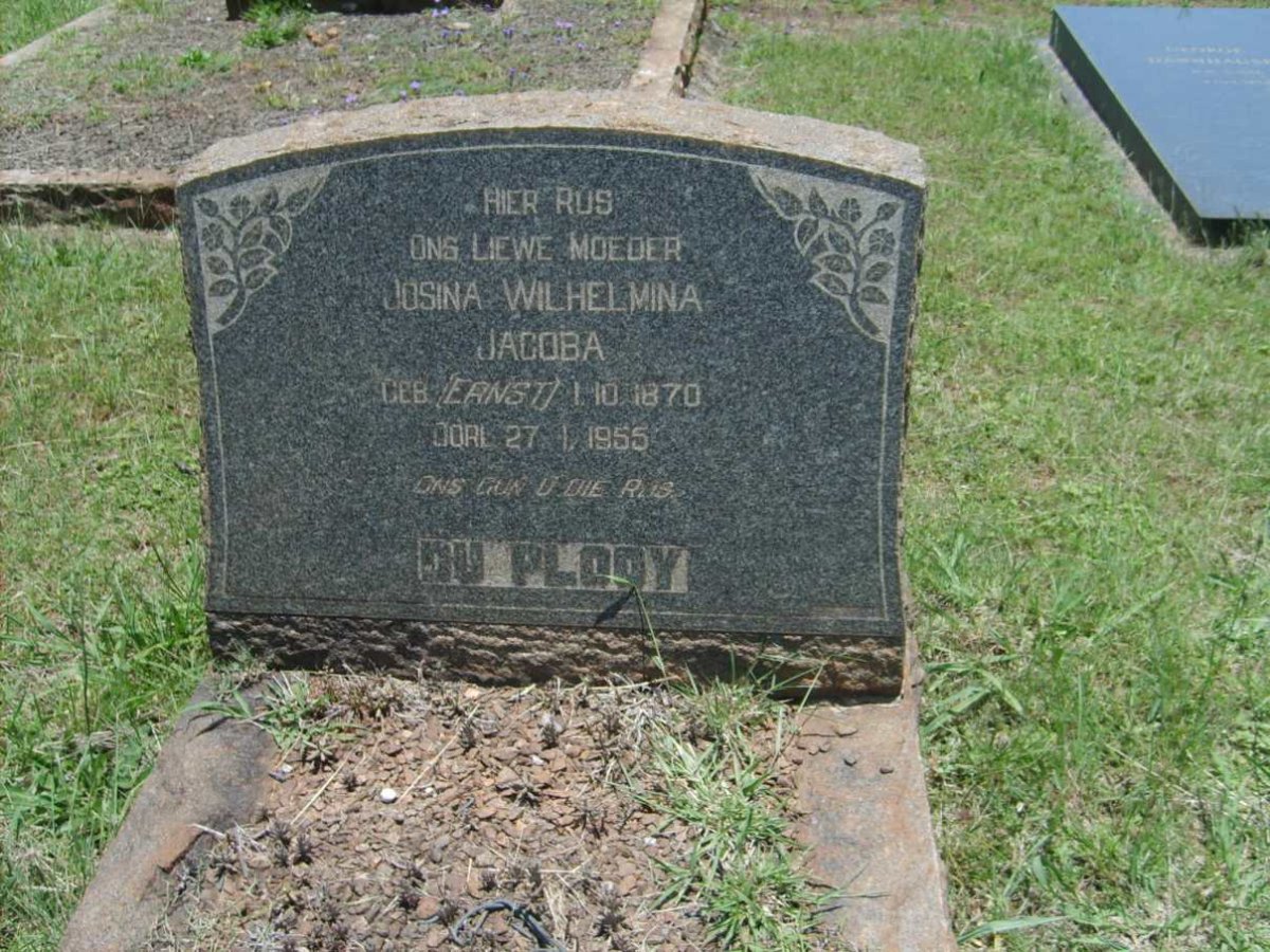 PLOOY Kosina Wilhelmina Jacob, du nee ERNST 1870-1955
