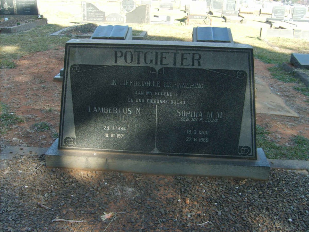 POTGIETER Lambertus N. 1894-1971 &amp; Sophia M.M. DU PLESSIS 1900-1969