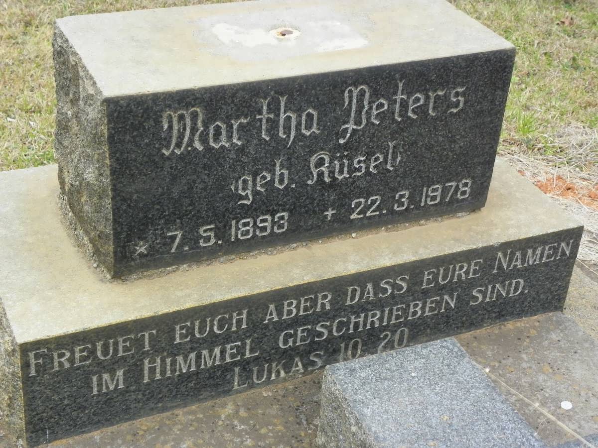 PETERS Martha nee RÜSEL 1893-1978