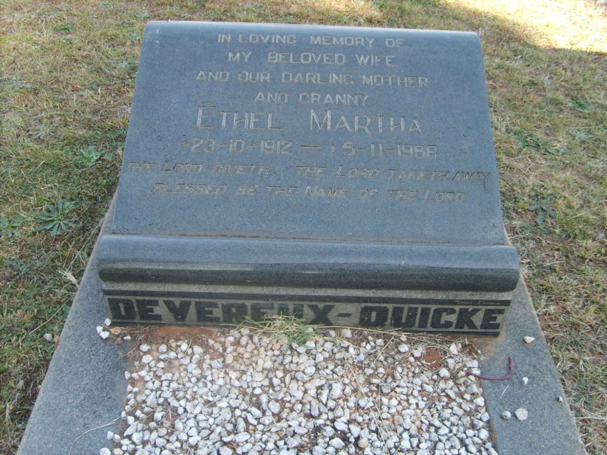 QUICKE Ethel Martha, Devereux 1912-1966