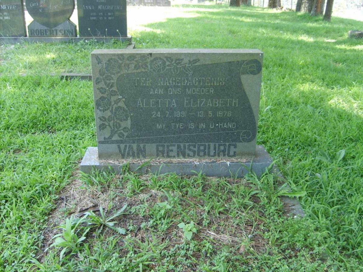 RENSBURG Aletta Elizabeth, van 1891-1978