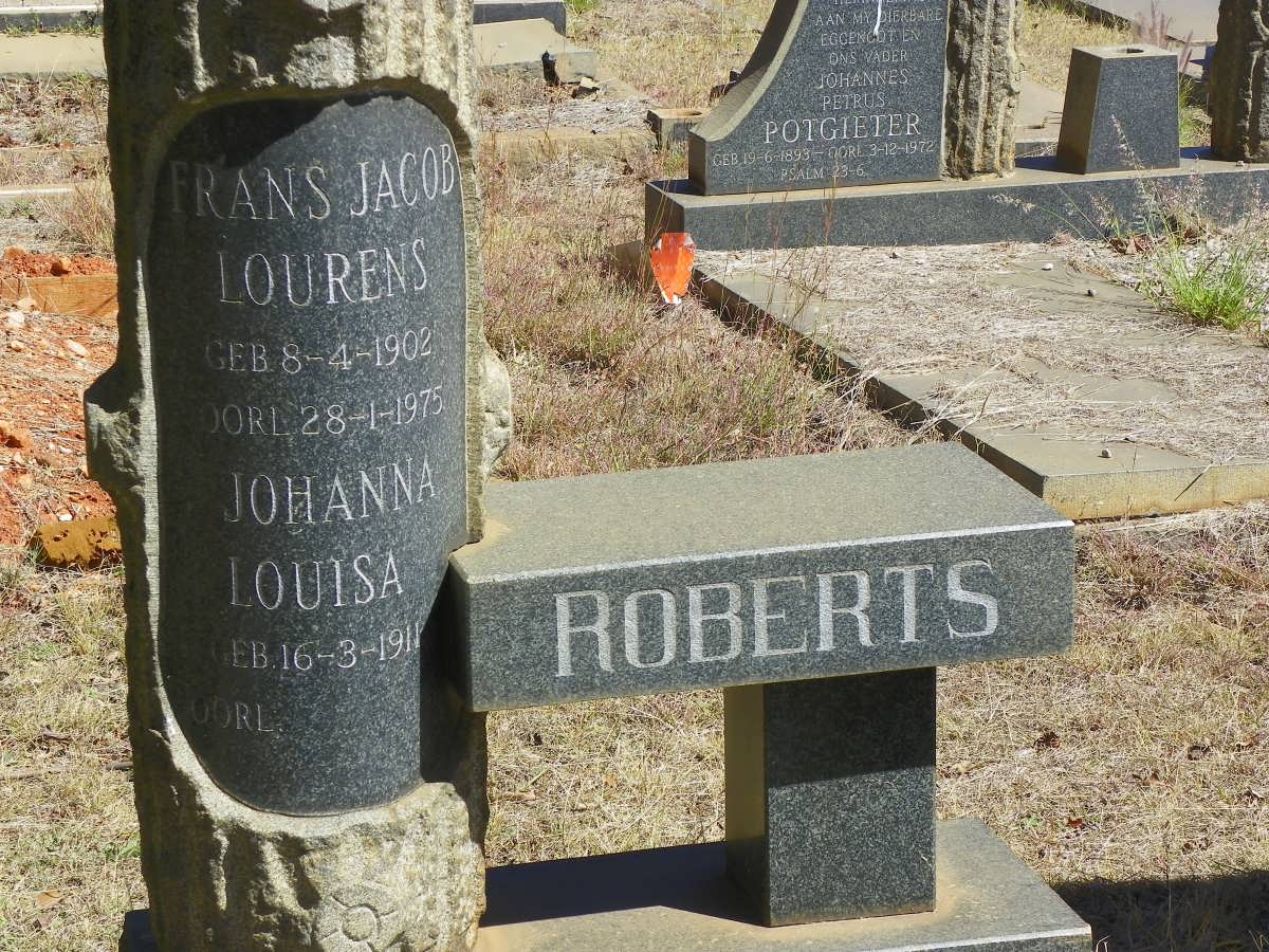 ROBERTS Hans Jacob Lourens 1902-1975 &amp; Johanna Louisa 1911-