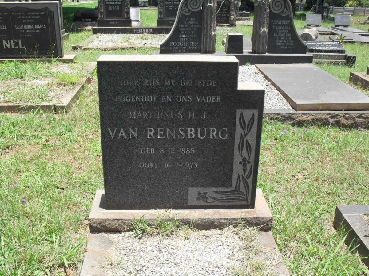 RENSBURG Marthinus H.J., van 1888-1973