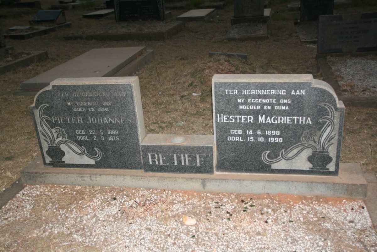 RETIEF Pieter Johannes 1888-1975 &amp; Hester Magrietha 1898-1990