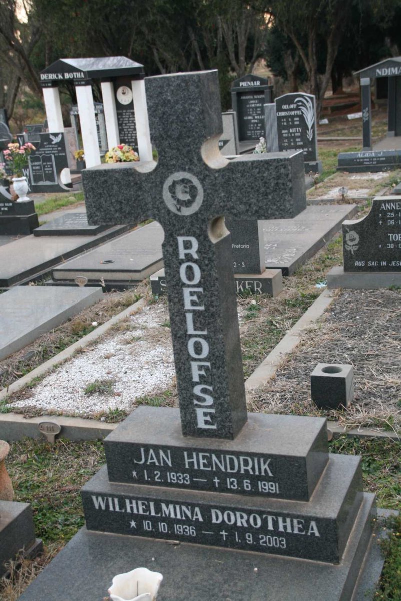 ROELOFSE Jan Hendrik 1933-1991 &amp; Wilhelmina Dorothea 1936-2003