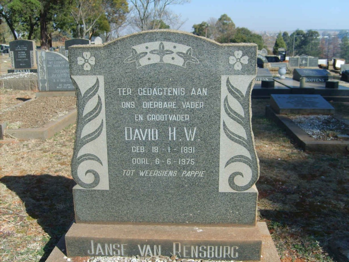 RENSBURG David H.W.,  Janse van 1891-1975