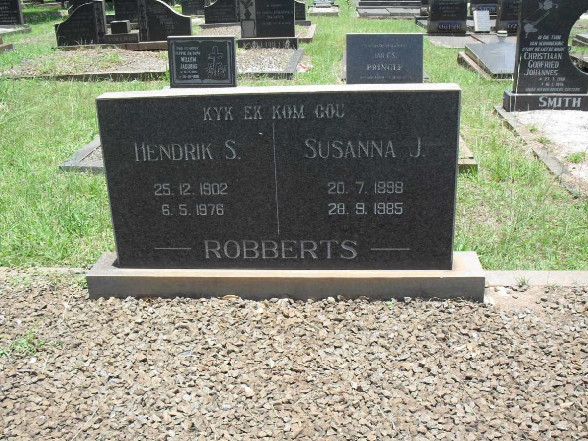 ROBBERTS Hendrik S. 1902-1976 &amp; Susanna J. 1898-1985