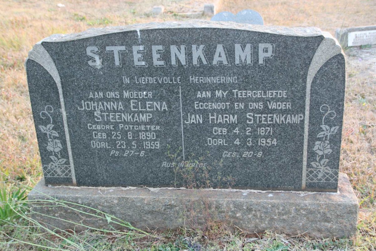 STEENKAMP Jan Harm 1871-1954 &amp; Johanna Elena POTGIETER 1890-1959
