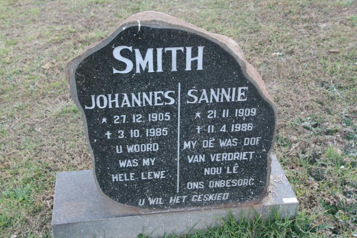 SMITH Johannes 1905-1985 &amp; Sannie 1909-1986