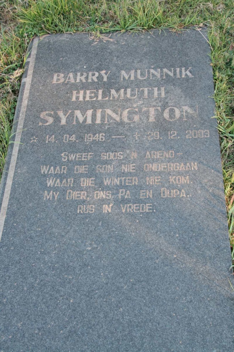 SYMINGTON Barry Munnik Helmuth 1946-2003