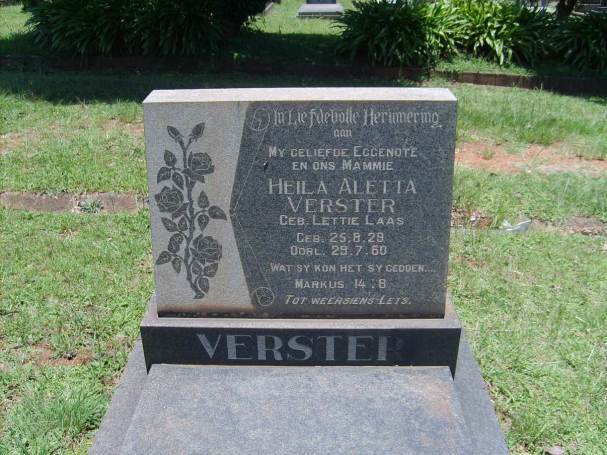 VERSTER Heila Aletta nee LAAS 1929-1960