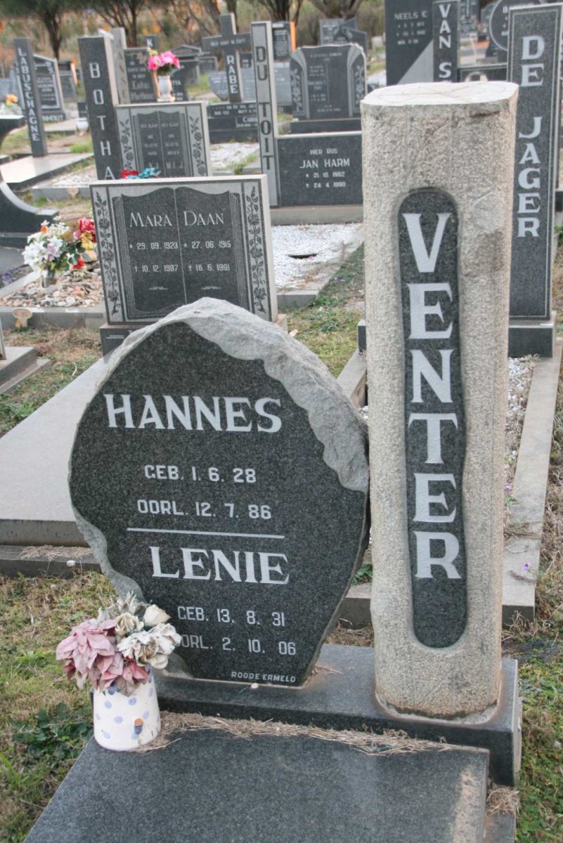 VENTER Hannes 1928-1986 &amp; Lenie 1931-2006