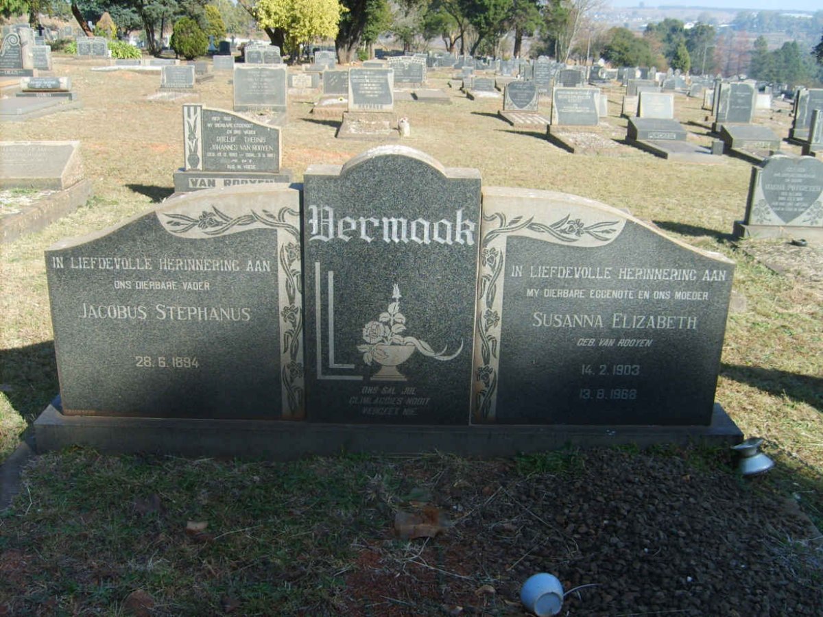 VERMAAK Jacobus Stephanus 1894- &amp; Susanna Elizabeth VAN ROOYEN 1903-1968