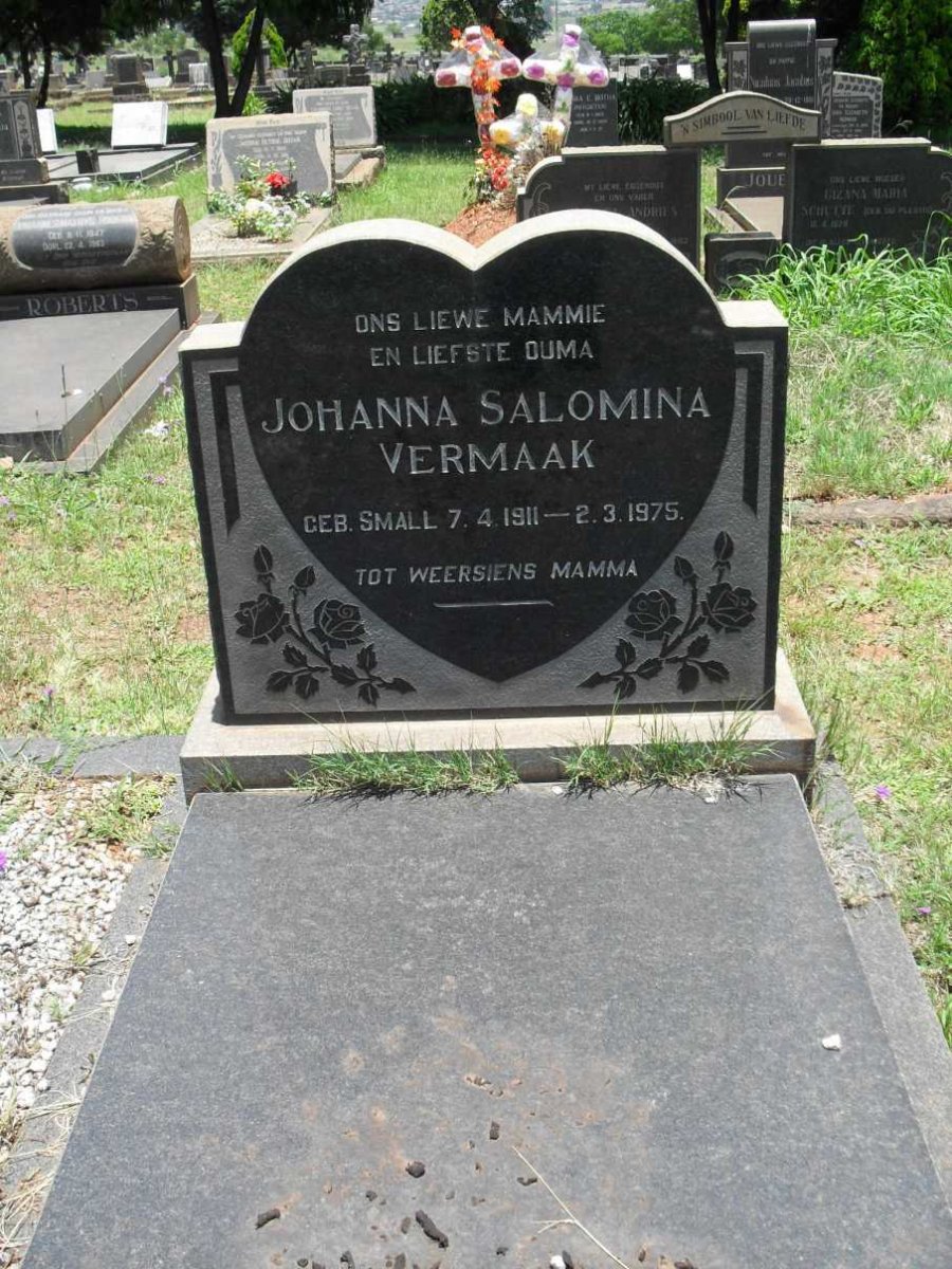 VERMAAK Johanna Salomina nee SMALL 1911-1975